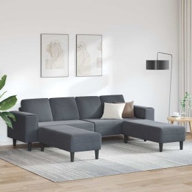 Juego de Sofá 3 pcs Gris oscuro Terciopelo