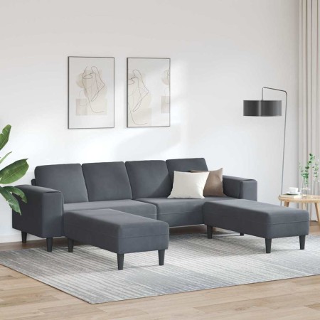 Juego de Sofá 3 pcs Gris oscuro Terciopelo