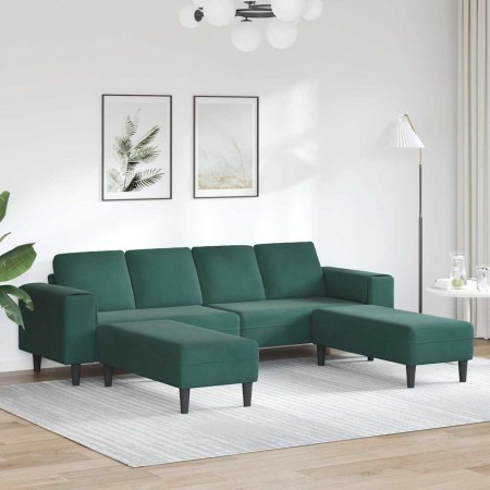 Juego de Sofá 3 pcs Verde oscuro Terciopelo