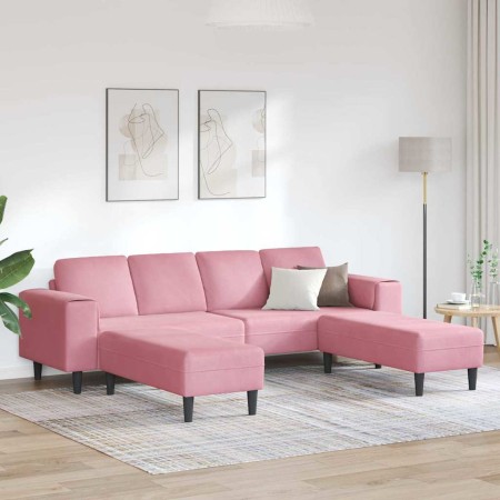 Juego de Sofá 3 pcs Rosa Terciopelo