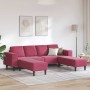 Juego de Sofá 3 pcs Rojo vino tinto Terciopelo