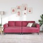 Juego de Sofá 3 pcs Rojo vino tinto Terciopelo