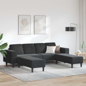 Juego de Sofá 3 pcs Negro Terciopelo