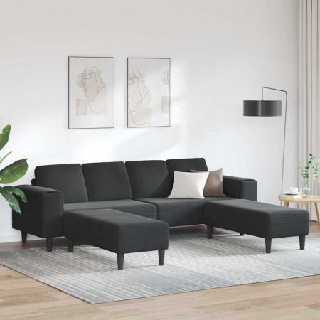 Juego de Sofá 3 pcs Negro Terciopelo