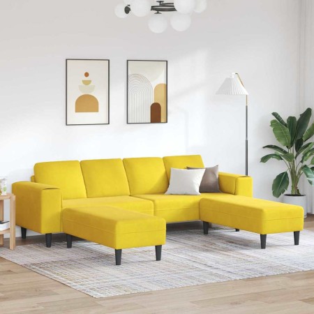 Juego de Sofá 3 pcs Amarillo Terciopelo
