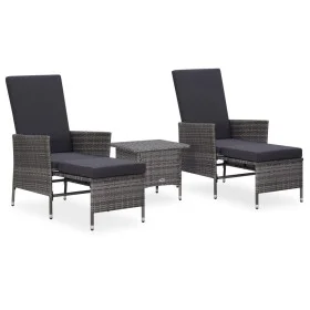 3-teiliges Gartenmöbel-Set und graue synthetische Rattankissen von vidaXL, Gartensets - Ref: Foro24-3059373, Preis: 285,14 €,...
