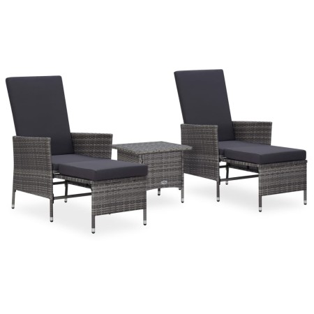 3-teiliges Gartenmöbel-Set und graue synthetische Rattankissen von vidaXL, Gartensets - Ref: Foro24-3059373, Preis: 287,64 €,...