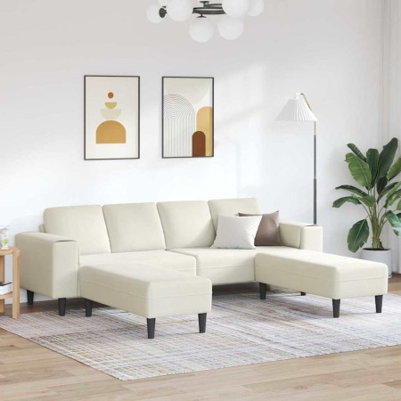 Juego de Sofá 3 pcs Crema Terciopelo