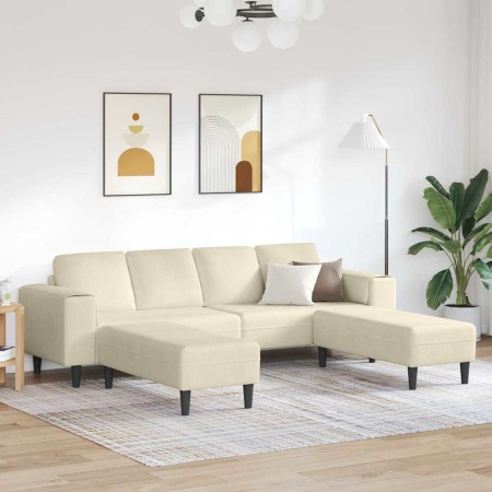 Sofá de tela con cojín Crema 208 cm Telas de pana