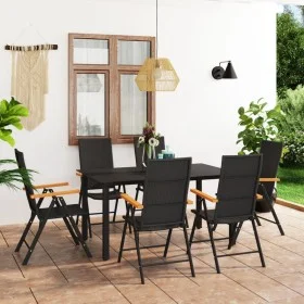 7-piece black and brown garden dining set by vidaXL, Garden sets - Ref: Foro24-3060073, Price: 545,00 €, Discount: %