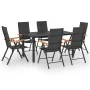 Juego de comedor para jardín 7 piezas negro y marrón de vidaXL, Conjuntos de jardín - Ref: Foro24-3060073, Precio: 552,49 €, ...