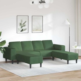 Sofá de tela con cojín Verde oscuro Telas de pana
