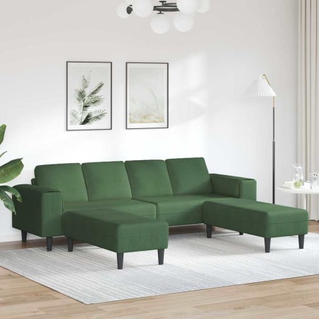 Sofá de tela con cojín Verde oscuro Telas de pana