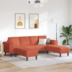 Sofá de tela con cojín Rojo Naranja 208 cm Telas de pana
