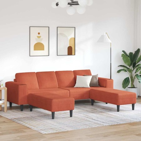 Sofá de tela con cojín Rojo Naranja 208 cm Telas de pana