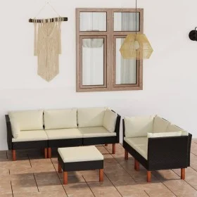 6-piece garden furniture set and black synthetic rattan cushions by vidaXL, Garden sets - Ref: Foro24-3059738, Price: 441,46 ...