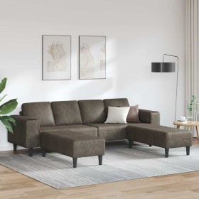 Juego de Sofá 3 pcs Gris oscuro Cuero de ante sintético
