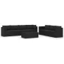 Set muebles de jardín 8 piezas y cojines ratán sintético negro de vidaXL, Conjuntos de jardín - Ref: Foro24-3059502, Precio: ...