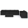 Set muebles de jardín 8 piezas y cojines ratán sintético negro de vidaXL, Conjuntos de jardín - Ref: Foro24-3059502, Precio: ...
