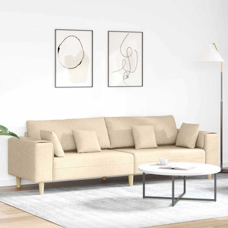 Sofá de tela con cojín Crema 208 cm tela