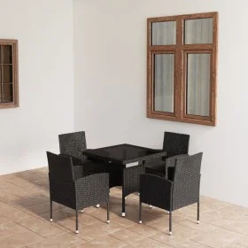5-Piece Black Synthetic Rattan Garden Dining Set by vidaXL, Garden sets - Ref: Foro24-3059414, Price: 318,59 €, Discount: %
