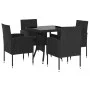 5-teiliges Garten-Ess-Set aus schwarzem synthetischem Rattan von vidaXL, Gartensets - Ref: Foro24-3059414, Preis: 318,59 €, R...