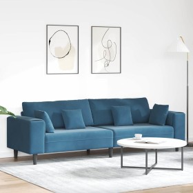 Sofá de terciopelo con cojín Azul 208 cm Terciopelo
