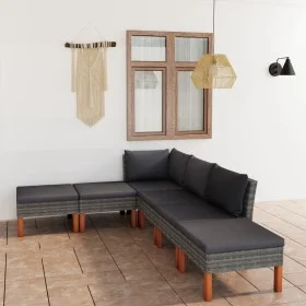Garden furniture set 6 pieces and gray synthetic rattan cushions by vidaXL, Garden sets - Ref: Foro24-3059715, Price: 369,57 ...