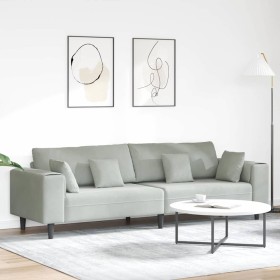 Sofá de terciopelo con cojín Gris Claro 208 cm Terciopelo
