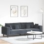 Sofá de terciopelo con cojín Gris oscuro 208 cm Terciopelo