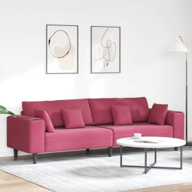 Sofá de terciopelo con cojín Rojo vino 208 cm Terciopelo