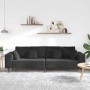 Sofá de terciopelo con cojín Negro 208 cm Terciopelo