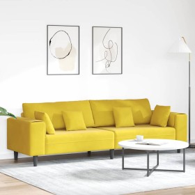 Sofá de terciopelo con cojín Amarillo 210 cm Terciopelo