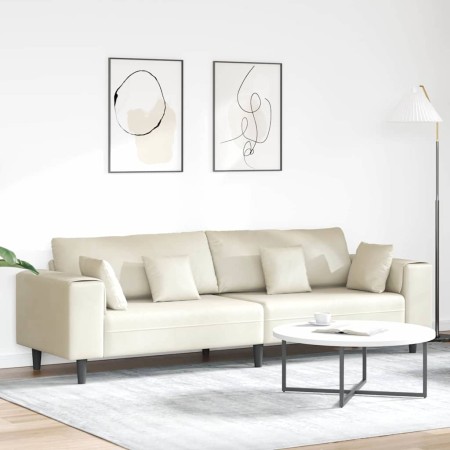 Sofá de terciopelo con cojín Crema 208 cm Terciopelo