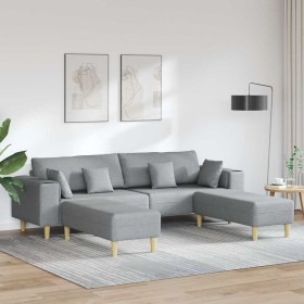 Sofá de tela con cojín 3 pcs Gris Claro 208 cm tela