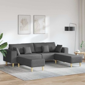 Sofá de tela con cojín 3 pcs Gris oscuro 208 cm tela