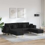 Sofá de tela con cojín 3 pcs Negro 208 cm tela