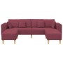 Sofá de tela con cojín 3 pcs Rojo vino 208 cm tela