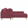 Sofá de tela con cojín 3 pcs Rojo vino 208 cm tela
