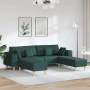Sofá de tela con cojín 3 pcs Verde oscuro 208 cm tela