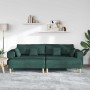 Sofá de tela con cojín 3 pcs Verde oscuro 208 cm tela