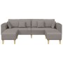 Sofá de tela con cojín 3 pcs Taupé 208 cm tela