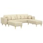 Sofá de tela con cojín 3 pcs Crema 208 cm tela