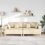 Sofá de tela con cojín 3 pcs Crema 208 cm tela