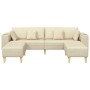 Sofá de tela con cojín 3 pcs Crema 208 cm tela