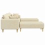 Sofá de tela con cojín 3 pcs Crema 208 cm tela
