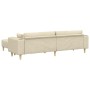Sofá de tela con cojín 3 pcs Crema 208 cm tela