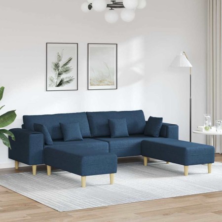 Sofá de tela con cojín 3 pcs Azul 208 cm tela