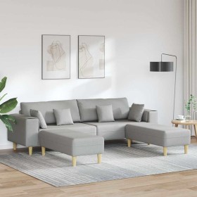Sofá de tela con cojín 3 pcs Gris Nube 208 cm tela
