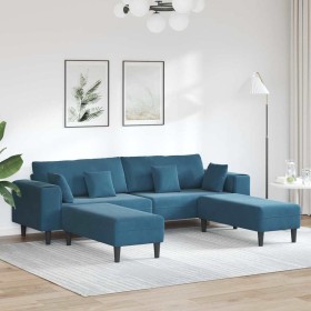 Sofá de terciopelo con cojín 3 pcs Azul 208 cm Terciopelo